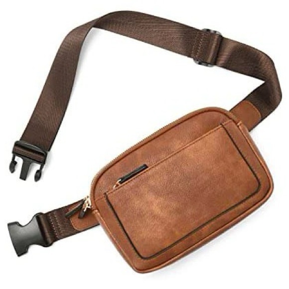 Brown Leather Crossbody Bag Vegan Leather Everywhere Sling Belt Bag - Picture 3 of 3